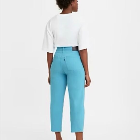 Levi’s Made & Crafted Blue Mist Organic Cotton Blend Barrel Crop Jeans Size 28 - Picture 5 of 14
